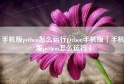 手机版python怎么运行python手机版「手机版python怎么运行」