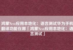 鸿蒙Next应用本地化：语言测试华为手机翻译功能在哪「鸿蒙Next应用本地化：语言测试」