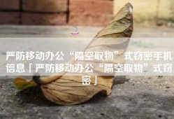 严防移动办公“隔空取物”式窃密手机信息「严防移动办公“隔空取物”式窃密」
