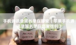 手机通讯录黑名单在哪里（苹果手机通讯录黑名单在哪里找的）