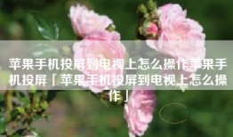 苹果手机投屏到电视上怎么操作苹果手机投屏「苹果手机投屏到电视上怎么操作」