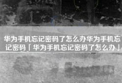 华为手机忘记密码了怎么办华为手机忘记密码「华为手机忘记密码了怎么办」