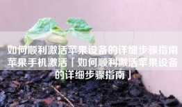 如何顺利激活苹果设备的详细步骤指南苹果手机激活「如何顺利激活苹果设备的详细步骤指南」