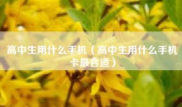 高中生用什么手机（高中生用什么手机卡最合适）