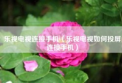 乐视电视连接手机（乐视电视如何投屏连接手机）