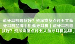 蓝牙耳机哪款好？资深烧友点评五大蓝牙耳机品牌手机蓝牙耳机「蓝牙耳机哪款好？资深烧友点评五大蓝牙耳机品牌」