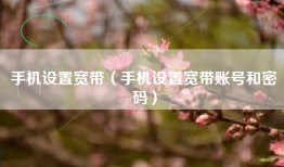 手机设置宽带（手机设置宽带账号和密码）