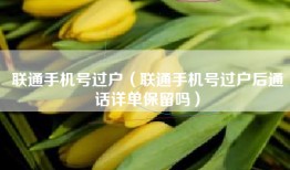 联通手机号过户（联通手机号过户后通话详单保留吗）