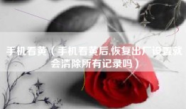 手机看黄（手机看黄后,恢复出厂设置就会清除所有记录吗）