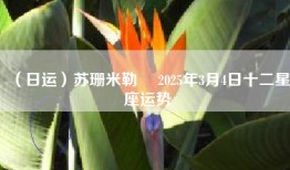 （日运）苏珊米勒 ​2025年3月4日十二星座运势