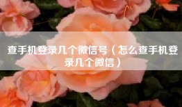 查手机登录几个微信号（怎么查手机登录几个微信）