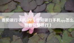 贵阳银行手机APP（贵阳银行手机app怎么查看完整银行）