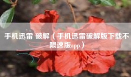 手机迅雷 破解（手机迅雷破解版下载不限速版app）