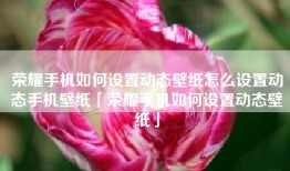 荣耀手机如何设置动态壁纸怎么设置动态手机壁纸「荣耀手机如何设置动态壁纸」
