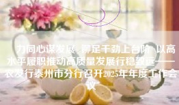 勠力同心谋发展  铆足干劲上台阶  以高水平履职推动高质量发展行稳致远——农发行泰州市分行召开2025年年度工作会议
