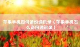 苹果手机如何备份通讯录（苹果手机怎么备份通讯录）