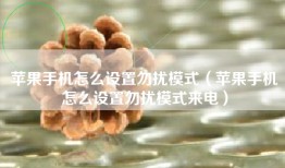 苹果手机怎么设置勿扰模式（苹果手机怎么设置勿扰模式来电）