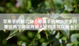 苹果手机刷公交（苹果手机刷公交卡时要按两下侧键再输入密码才可以刷卡）