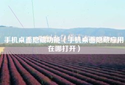 手机桌面隐藏功能（手机桌面隐藏应用在哪打开）