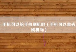 手机可以给手机刷机吗（手机可以拿去刷机吗）