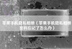 苹果手机隐私相册（苹果手机隐私相册密码忘记了怎么办）