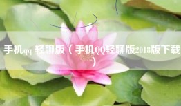 手机qq 轻聊版（手机QQ轻聊版2018版下载）