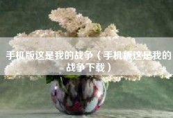 手机版这是我的战争（手机版这是我的战争下载）