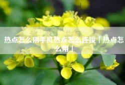热点怎么用手机热点怎么连接「热点怎么用」
