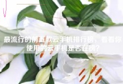 最流行的前五款云手机排行榜，看看你使用的云手机是否在榜？