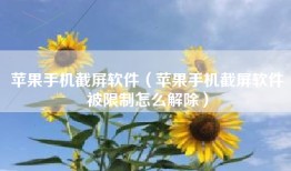 苹果手机截屏软件（苹果手机截屏软件被限制怎么解除）
