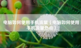 电脑如何使用手机流量（电脑如何使用手机流量热点）