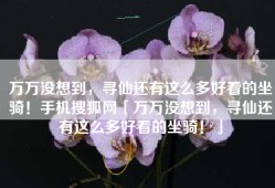 万万没想到，寻仙还有这么多好看的坐骑！手机搜狐网「万万没想到，寻仙还有这么多好看的坐骑！」