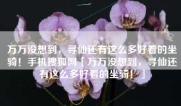 万万没想到，寻仙还有这么多好看的坐骑！手机搜狐网「万万没想到，寻仙还有这么多好看的坐骑！」