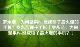 罗永浩：为何坚果Pro能成锤子最火爆的手机？罗永浩锤子手机「罗永浩：为何坚果Pro能成锤子最火爆的手机？」