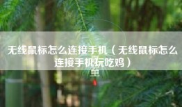 无线鼠标怎么连接手机（无线鼠标怎么连接手机玩吃鸡）