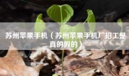 苏州苹果手机（苏州苹果手机厂招工是真的假的）