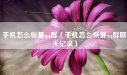 手机怎么恢复qq群（手机怎么恢复qq群聊天记录）