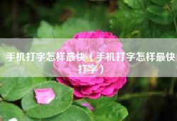 手机打字怎样最快（手机打字怎样最快打字）