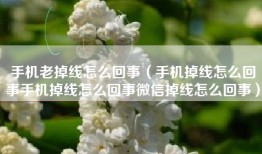 手机老掉线怎么回事（手机掉线怎么回事手机掉线怎么回事微信掉线怎么回事）