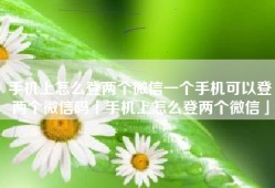 手机上怎么登两个微信一个手机可以登两个微信吗「手机上怎么登两个微信」