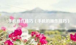 手机操作技巧（手机的操作技巧）