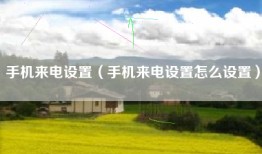 手机来电设置（手机来电设置怎么设置）