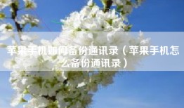 苹果手机如何备份通讯录（苹果手机怎么备份通讯录）