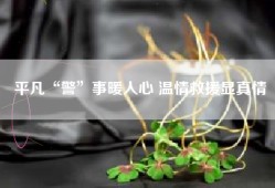 平凡“警”事暖人心 温情救援显真情