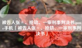 被告人张＊、抢劫、一审刑事判决书ipone手机「被告人张＊、抢劫、一审刑事判决书」