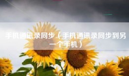 手机通讯录同步（手机通讯录同步到另一个手机）