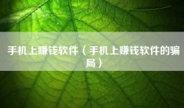 手机上赚钱软件（手机上赚钱软件的骗局）