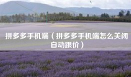 拼多多手机端（拼多多手机端怎么关闭自动跟价）