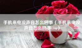手机来电没声音怎么回事（手机来电没声音怎么回事vivo）