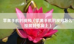 苹果手机的视频（苹果手机的视频怎么投屏到电视上）